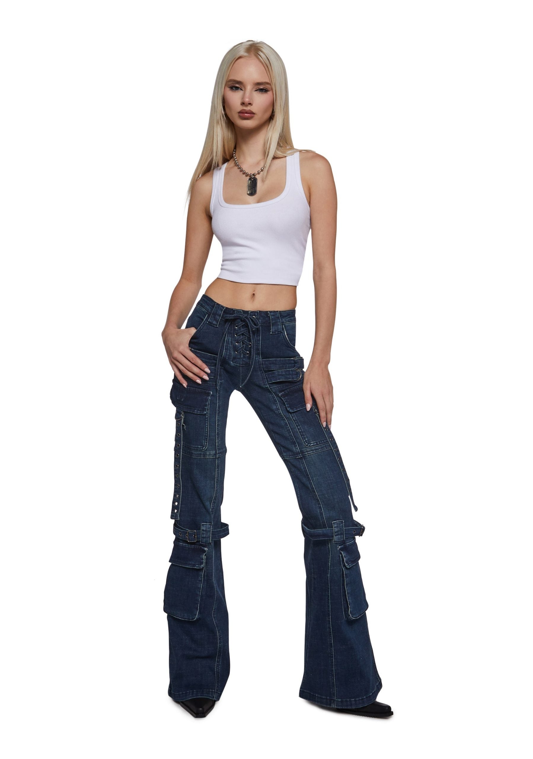 Level Up Cargo Fitted Jeans – Blue