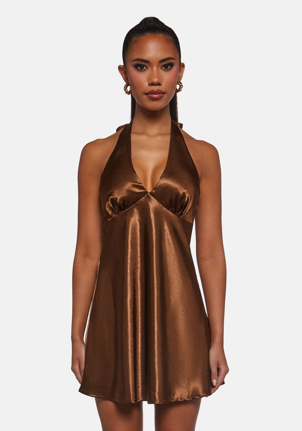 House Party Halter Dress – Brown