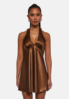 House Party Halter Dress – Brown