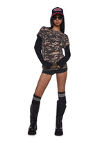 Camo Twofer Long Sleeve Top