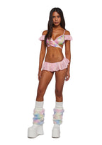Metallic Coated Fishnet Bikini Set – Pink