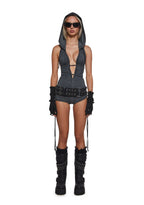 Downbeat Hooded Romper – Black
