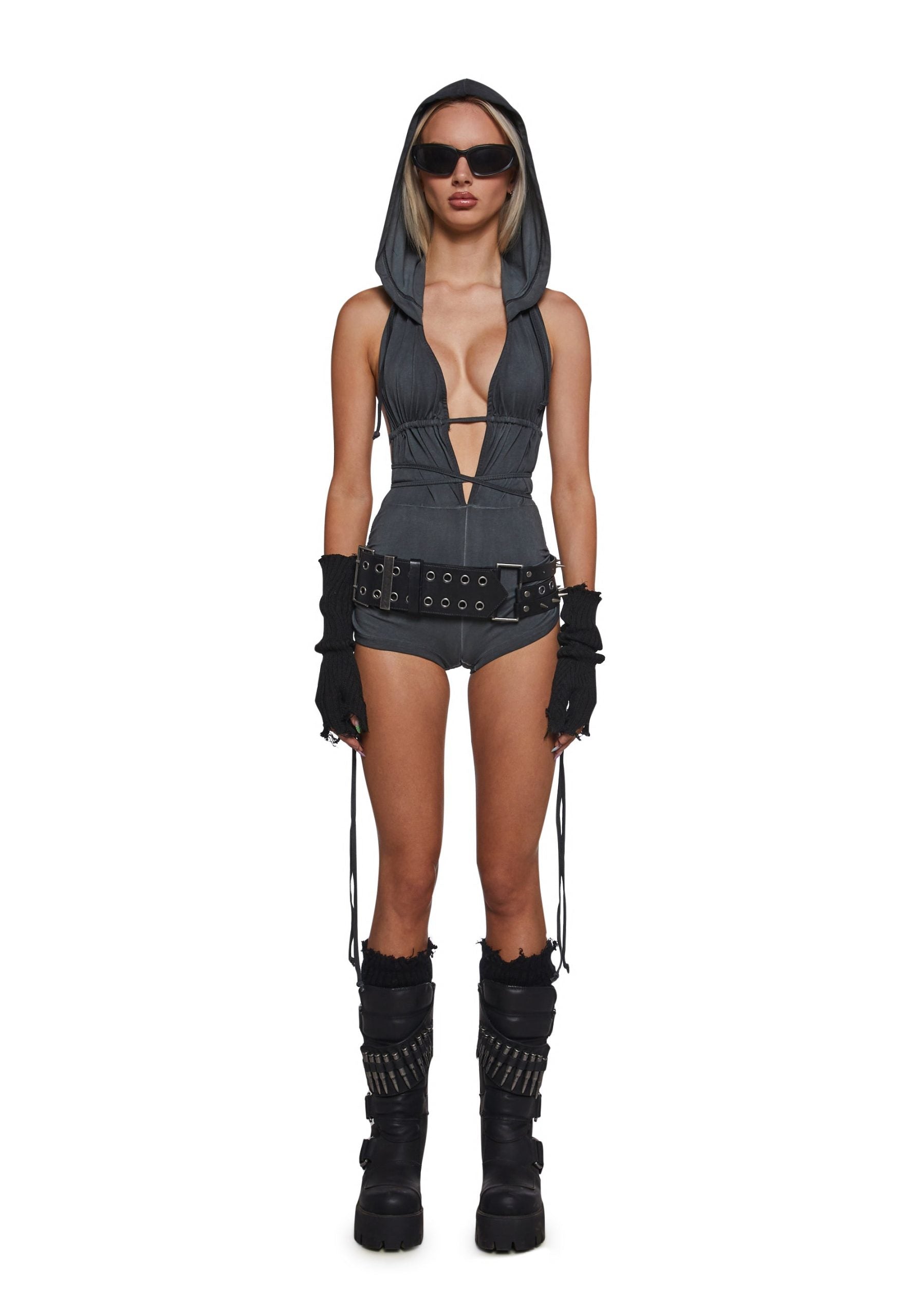 Downbeat Hooded Romper – Black