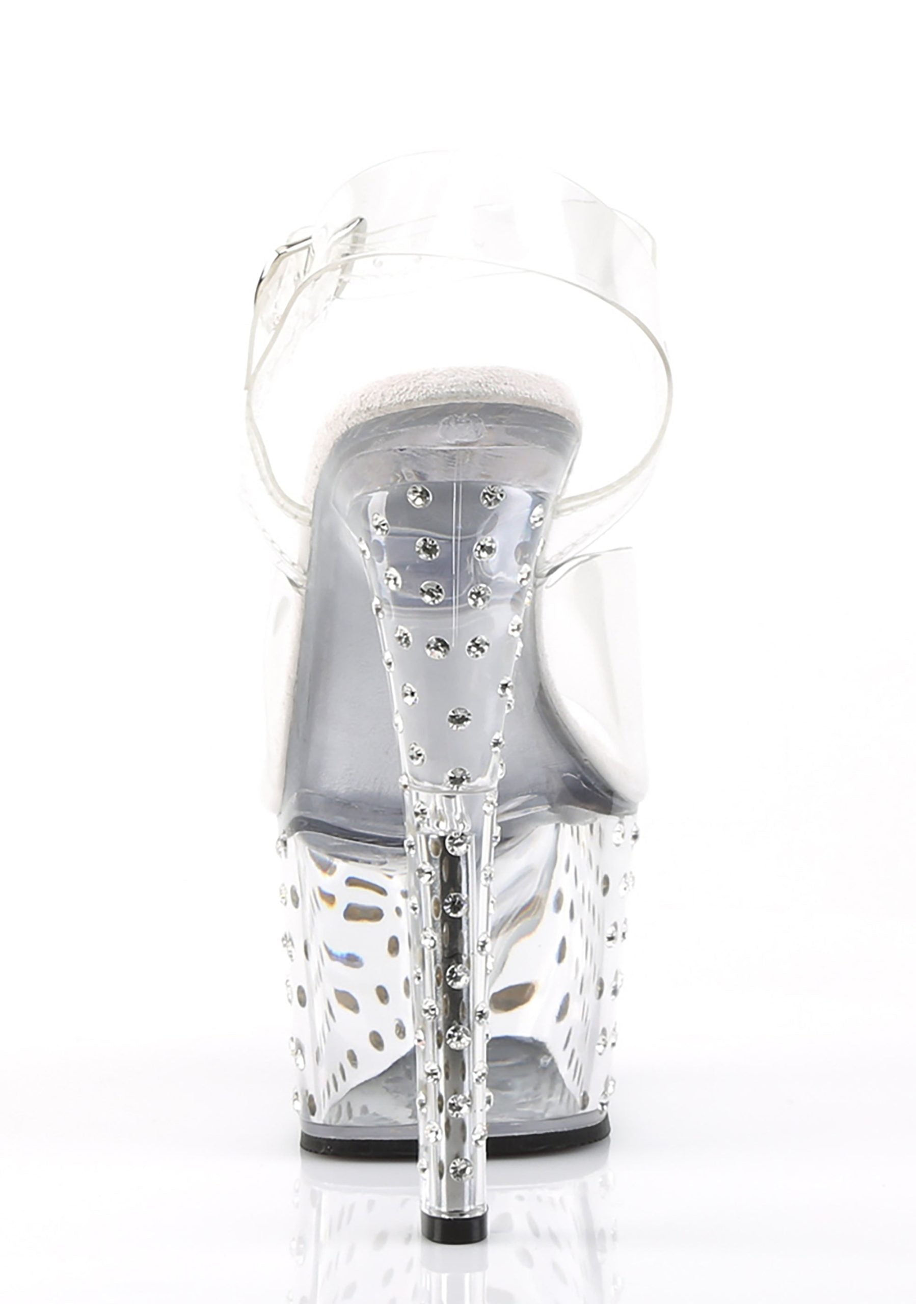 Stardust-708 Platform Ankle Strap Sandals-Clear