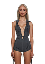 Downbeat Hooded Romper – Black