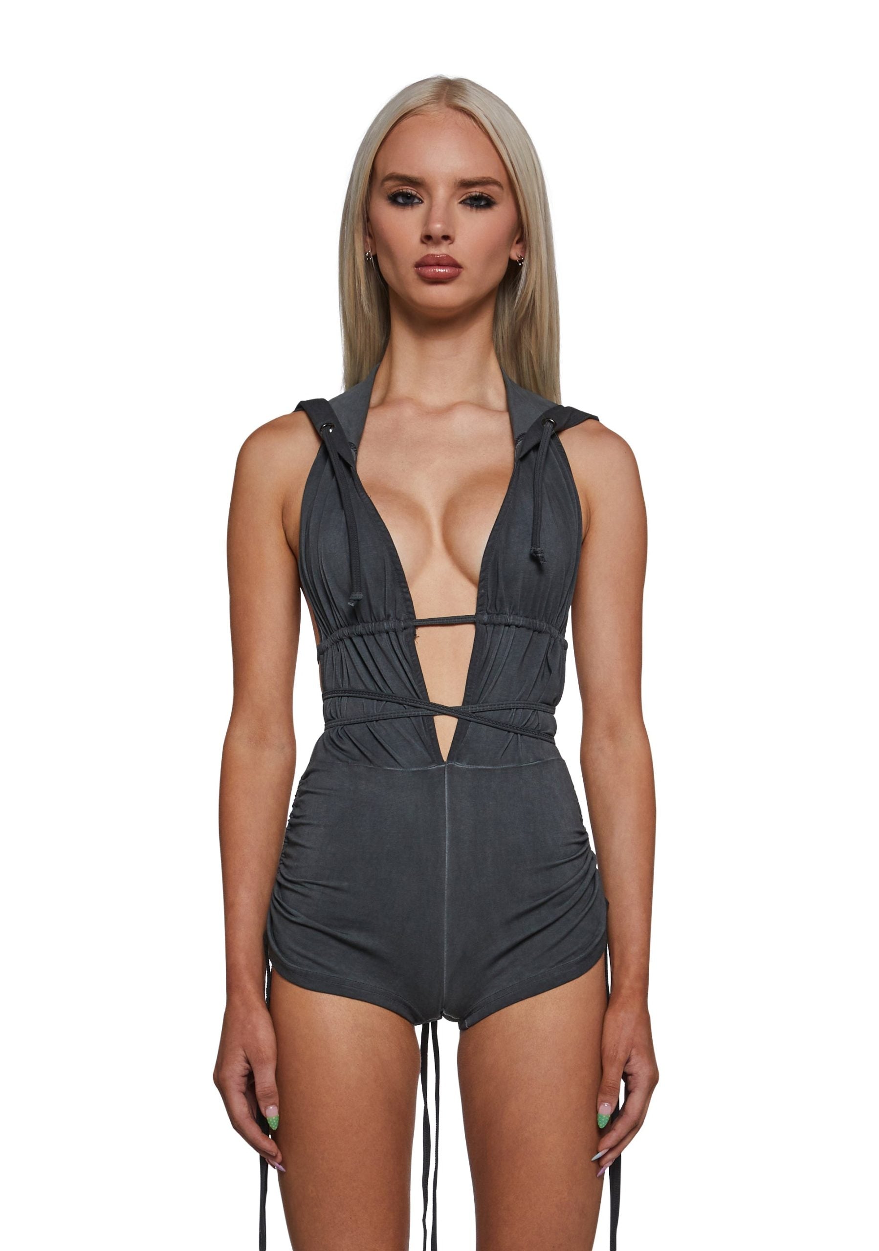 Downbeat Hooded Romper – Black