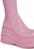 New Fans Wedge Stretch Boots – Pink