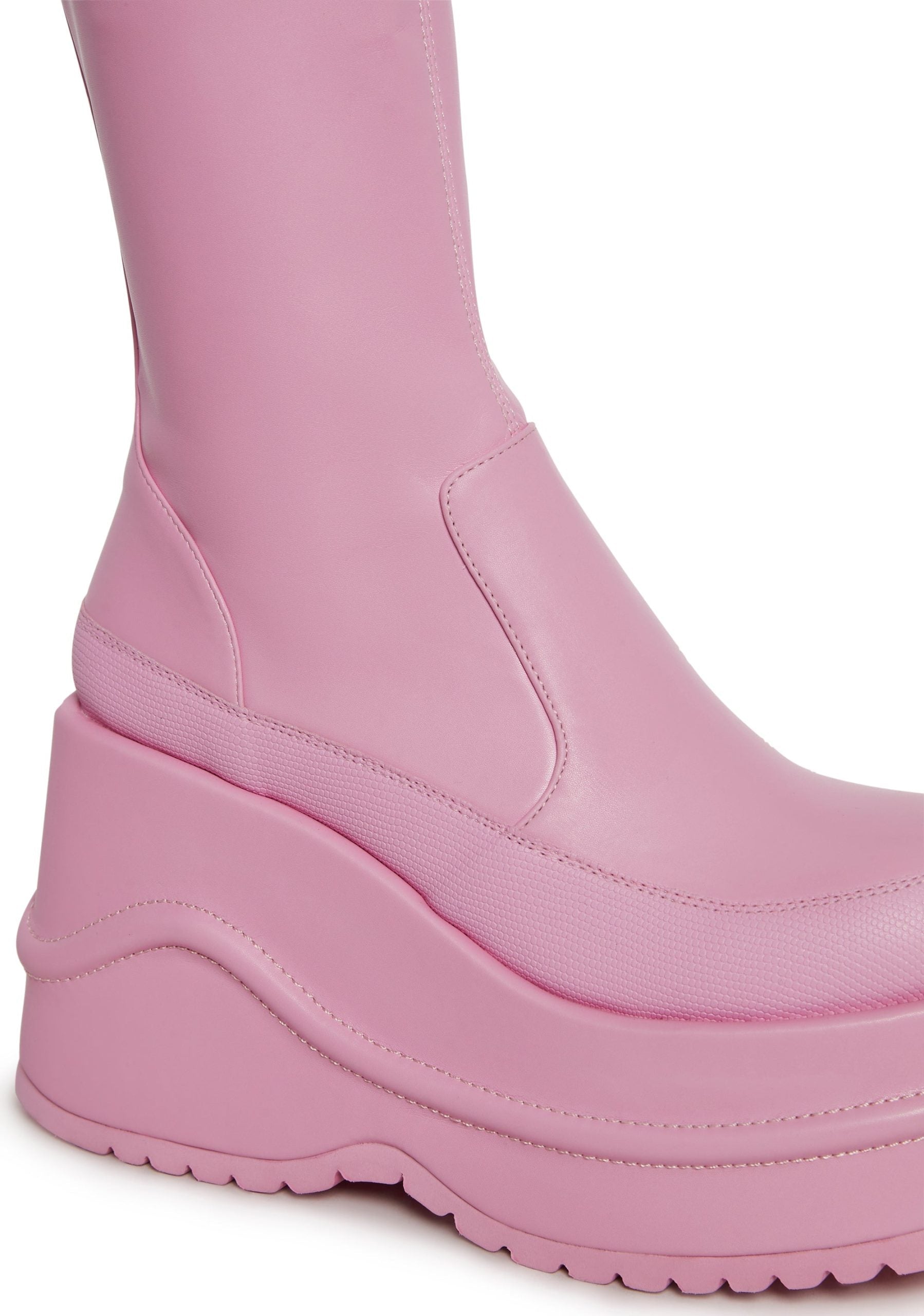 New Fans Wedge Stretch Boots – Pink