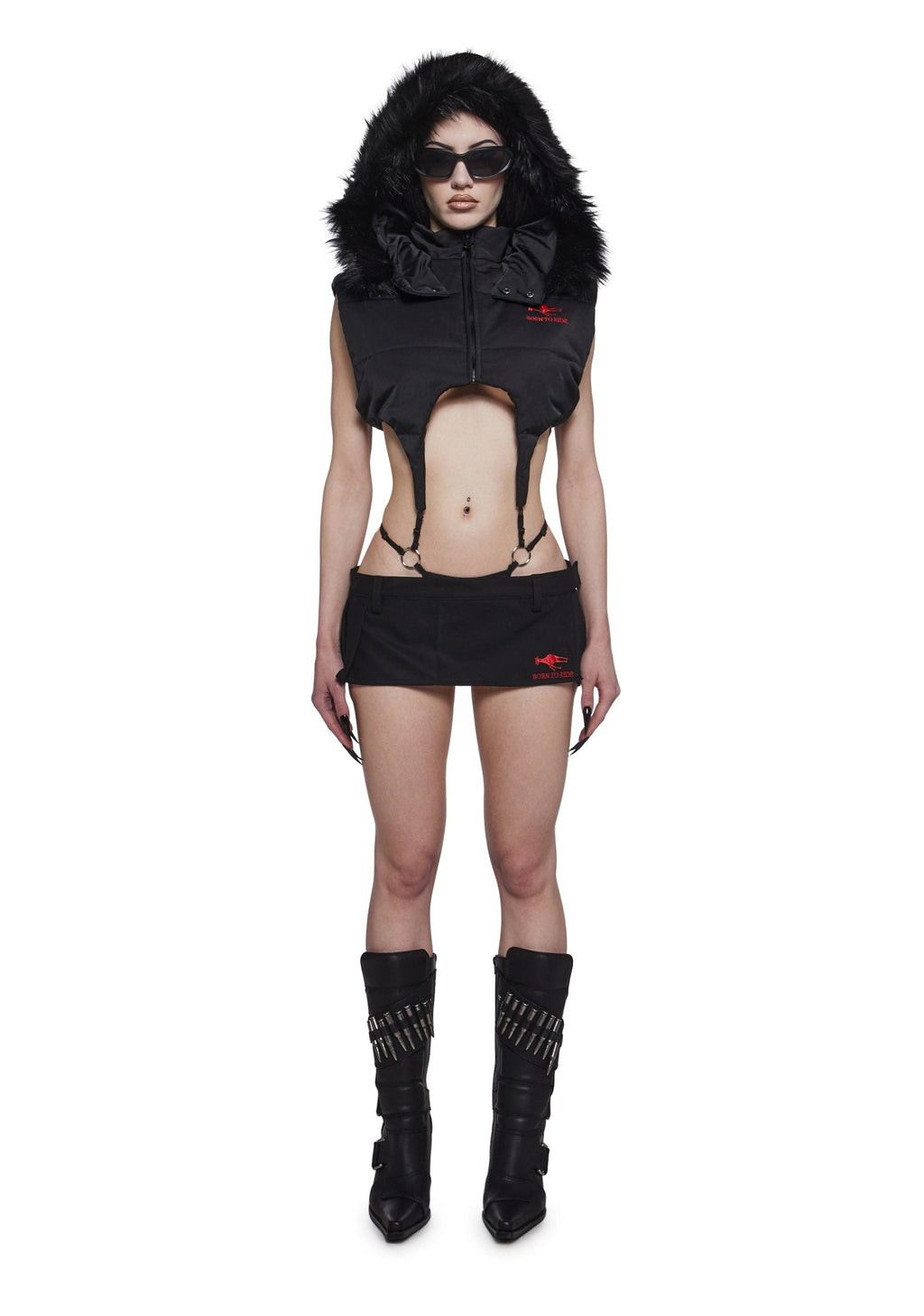 Born To Ride Pleated Ultra Mini Skirt – Black