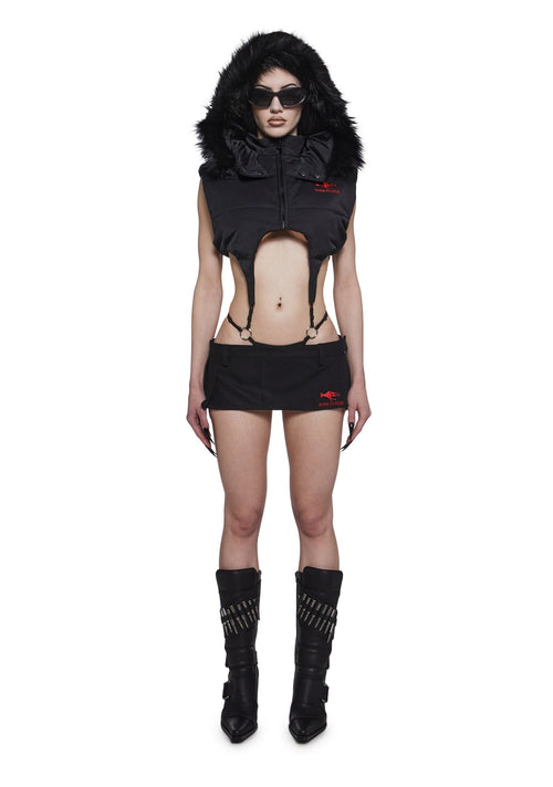 Born To Ride Pleated Ultra Mini Skirt – Black