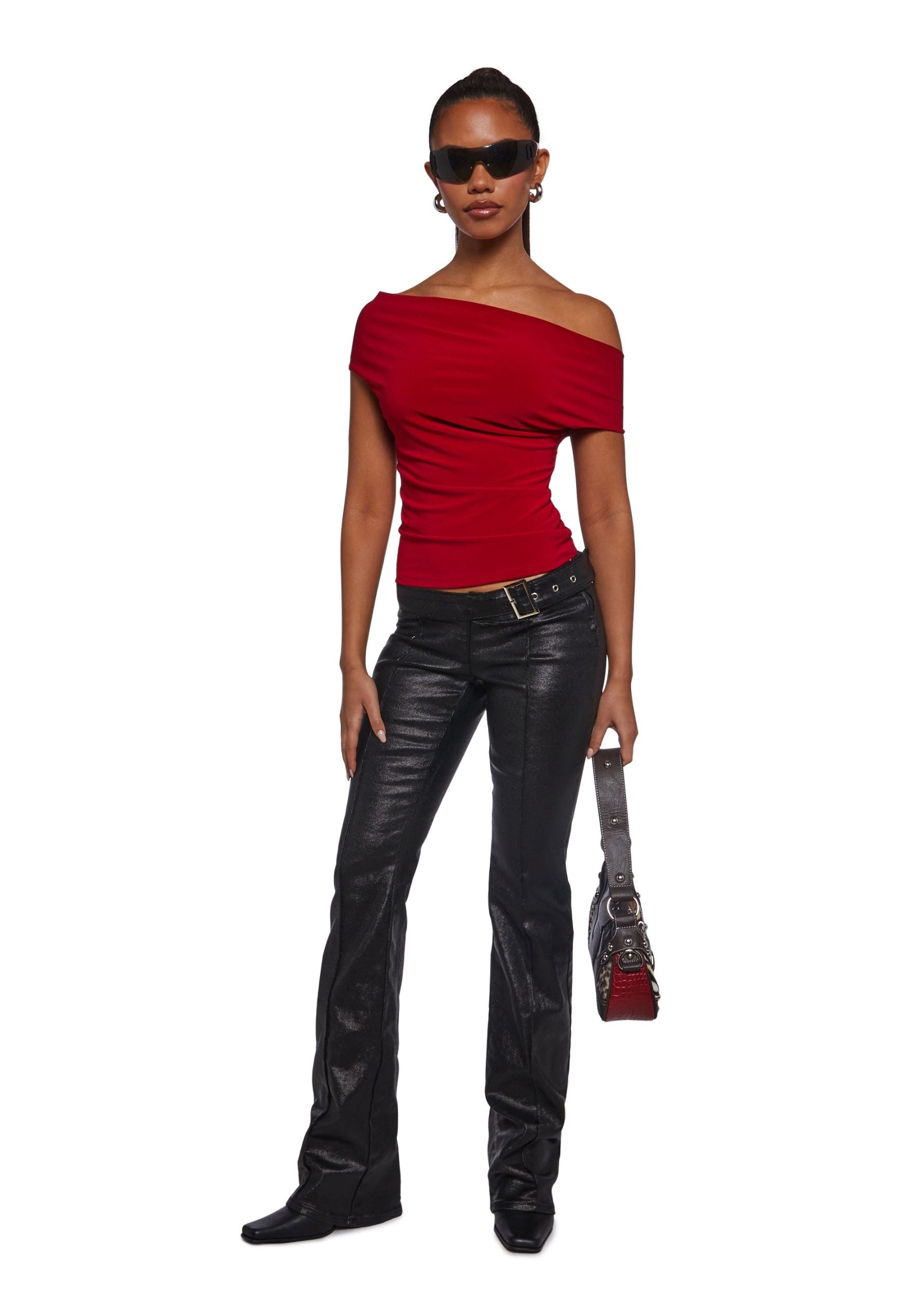 Mega Star Off The Shoulder Top – Red