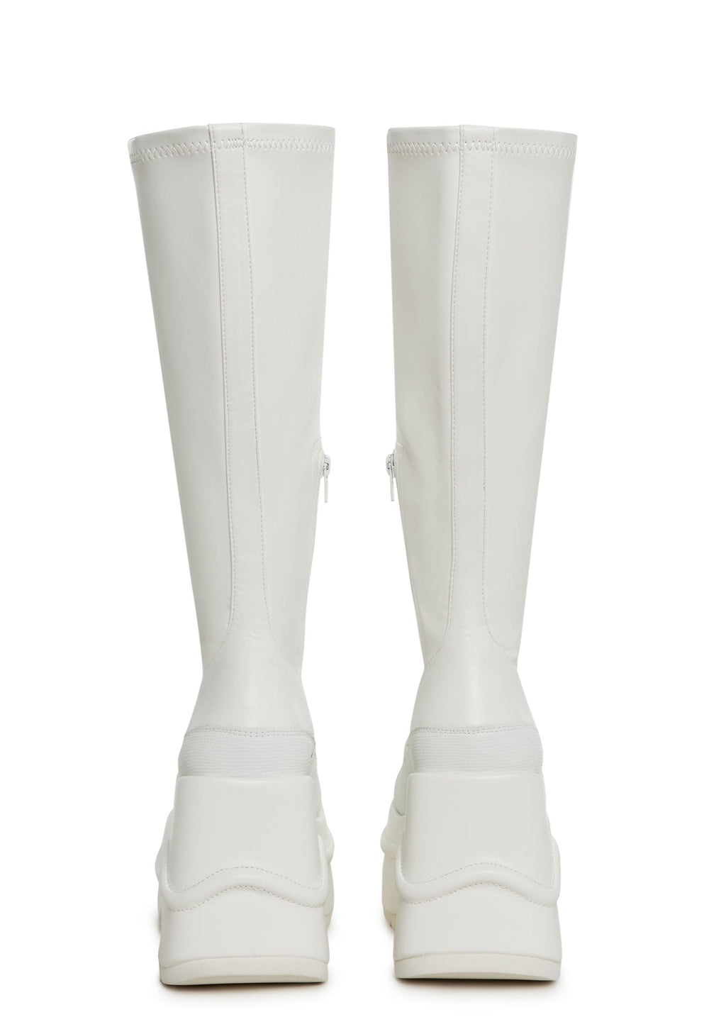 New Fans Wedge Stretch Boots – White