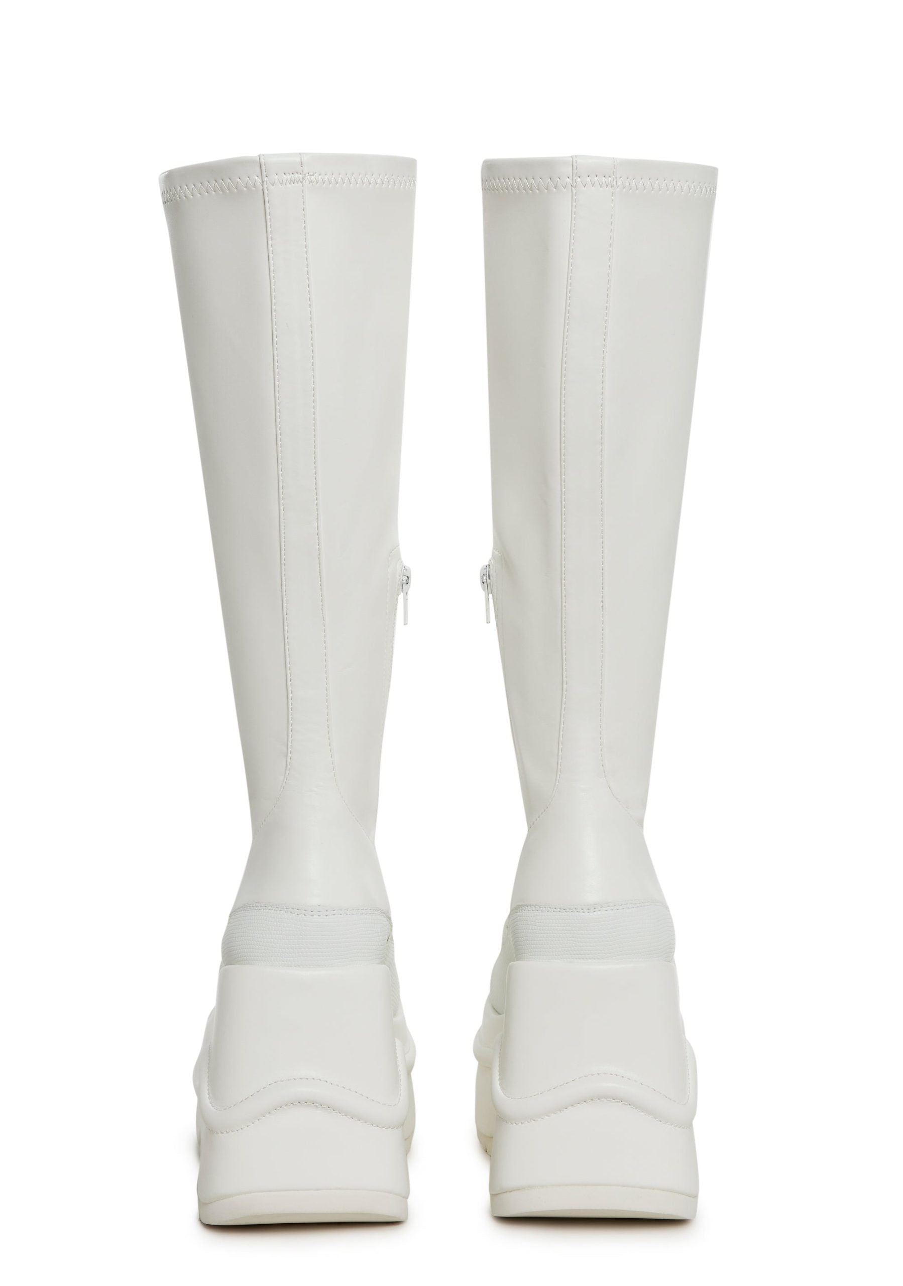 New Fans Wedge Stretch Boots – White