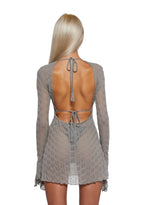 Techno Novelty Mesh Dress – Grey