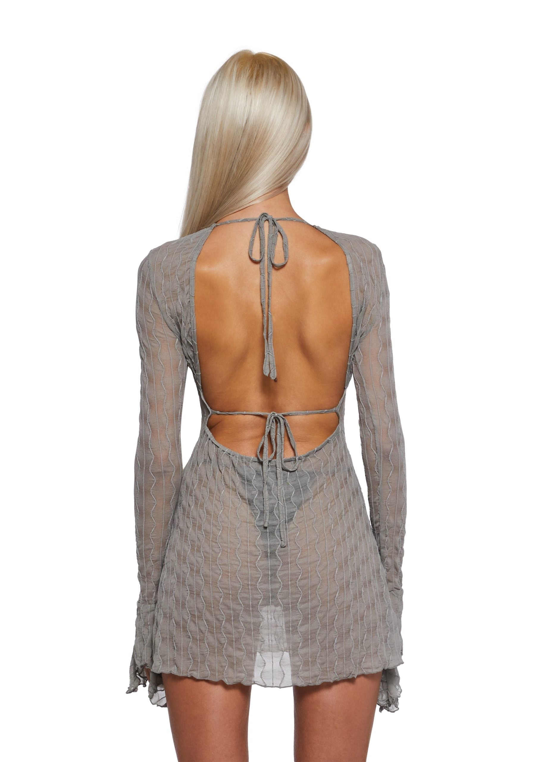 Techno Novelty Mesh Dress – Grey