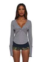 Brianna Long Sleeve Top – Gray