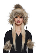 Bubble Pop Faux Fur Hat With Pom Poms – Black