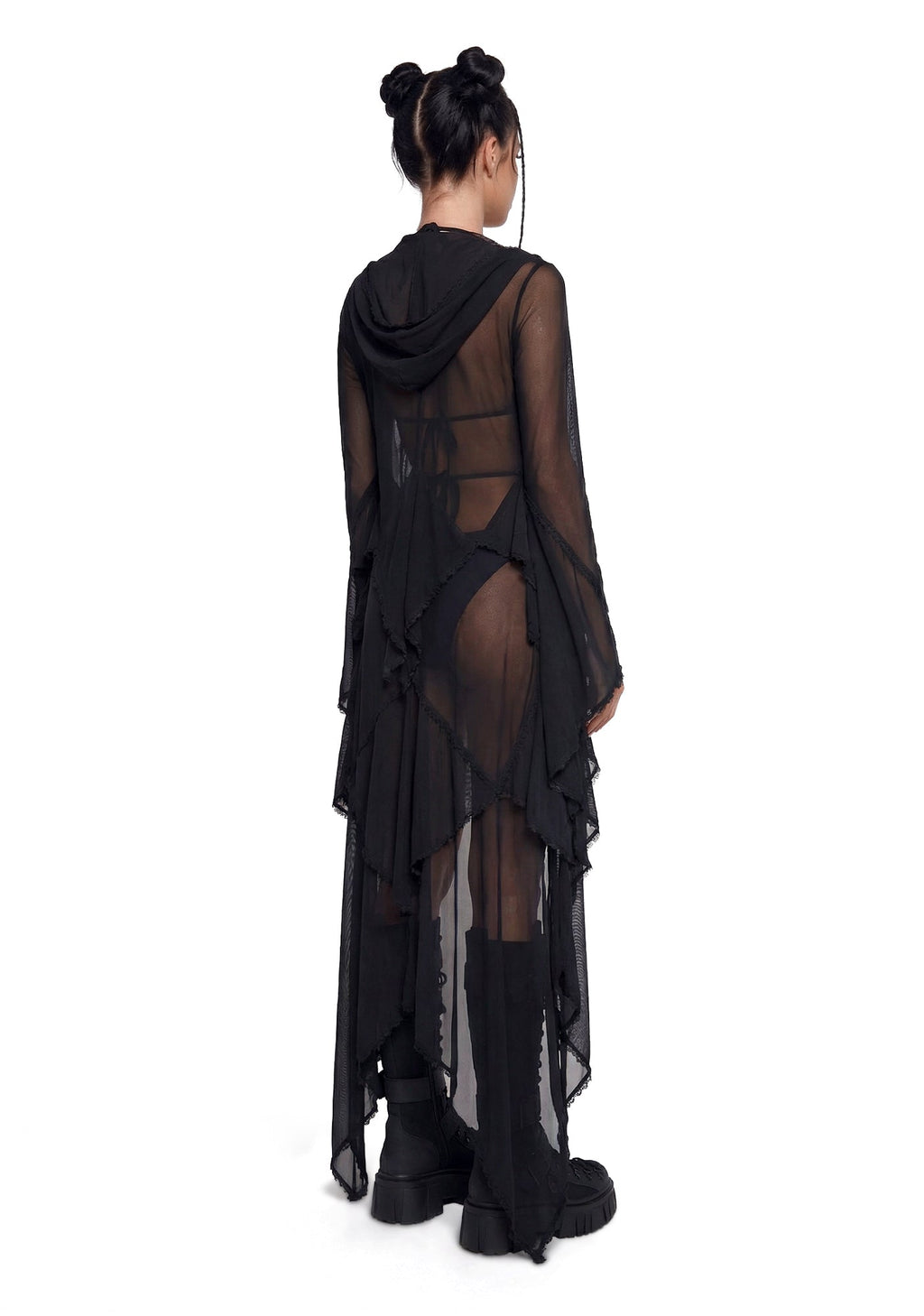 Sparkled Myths Hooded Duster – Black