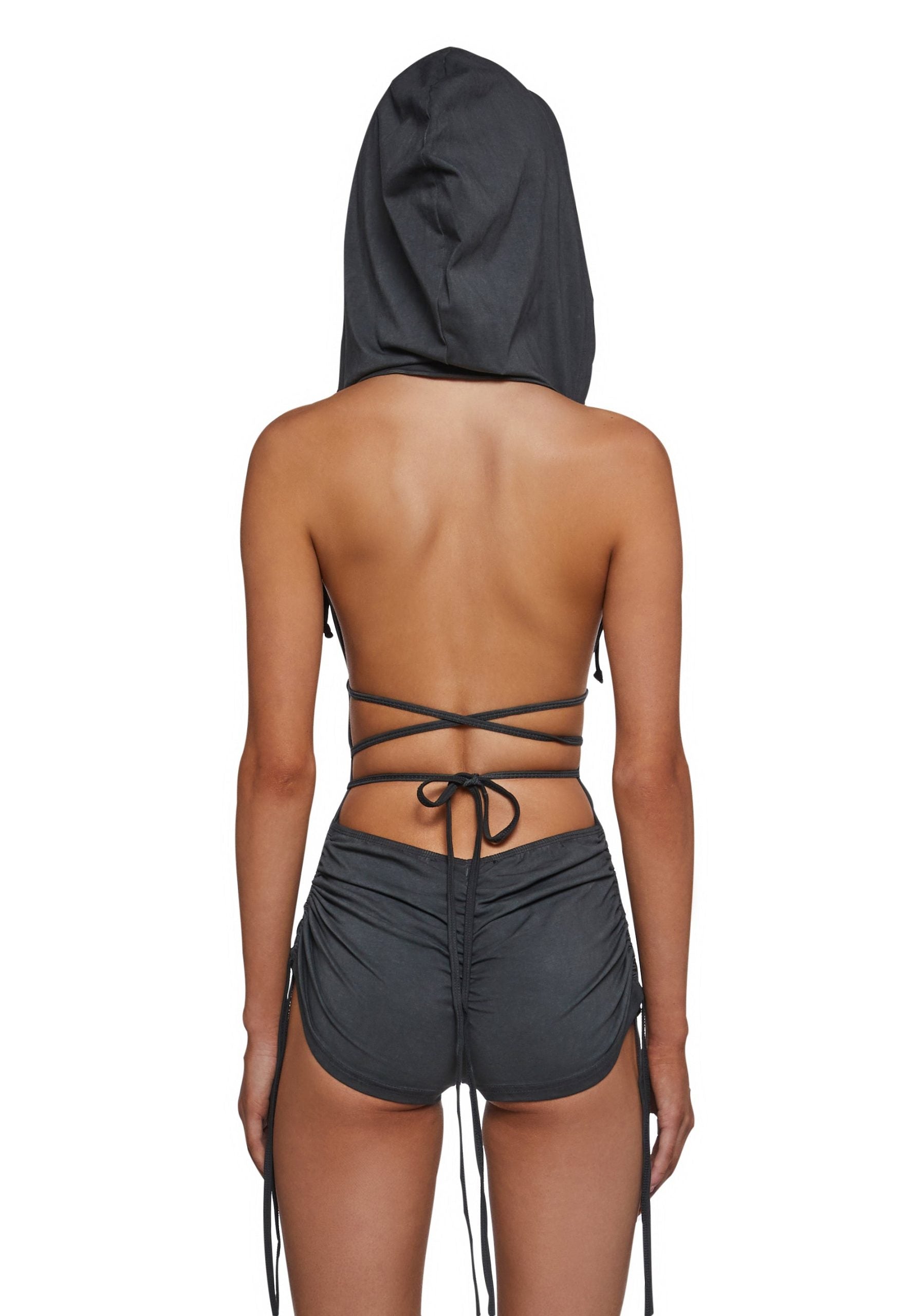 Downbeat Hooded Romper – Black