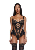 Cheri Amore Lace Teddy – Black