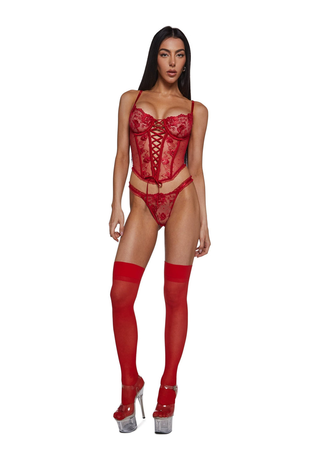 La Vie en Rose Metallic Embroidered Bustier Set