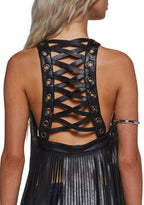 Western Fringe Lace Up Vest