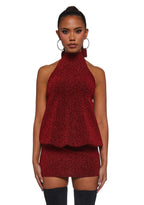 Club Moves Halter Dress – Red Glitter