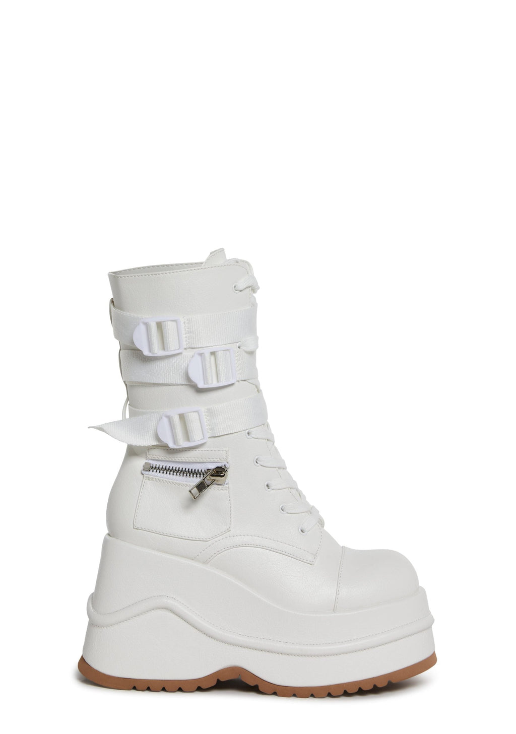 Mad Hustle Wedge Platform Boots – White