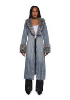Off Beat Charm Denim Maxi Coat – Light Blue
