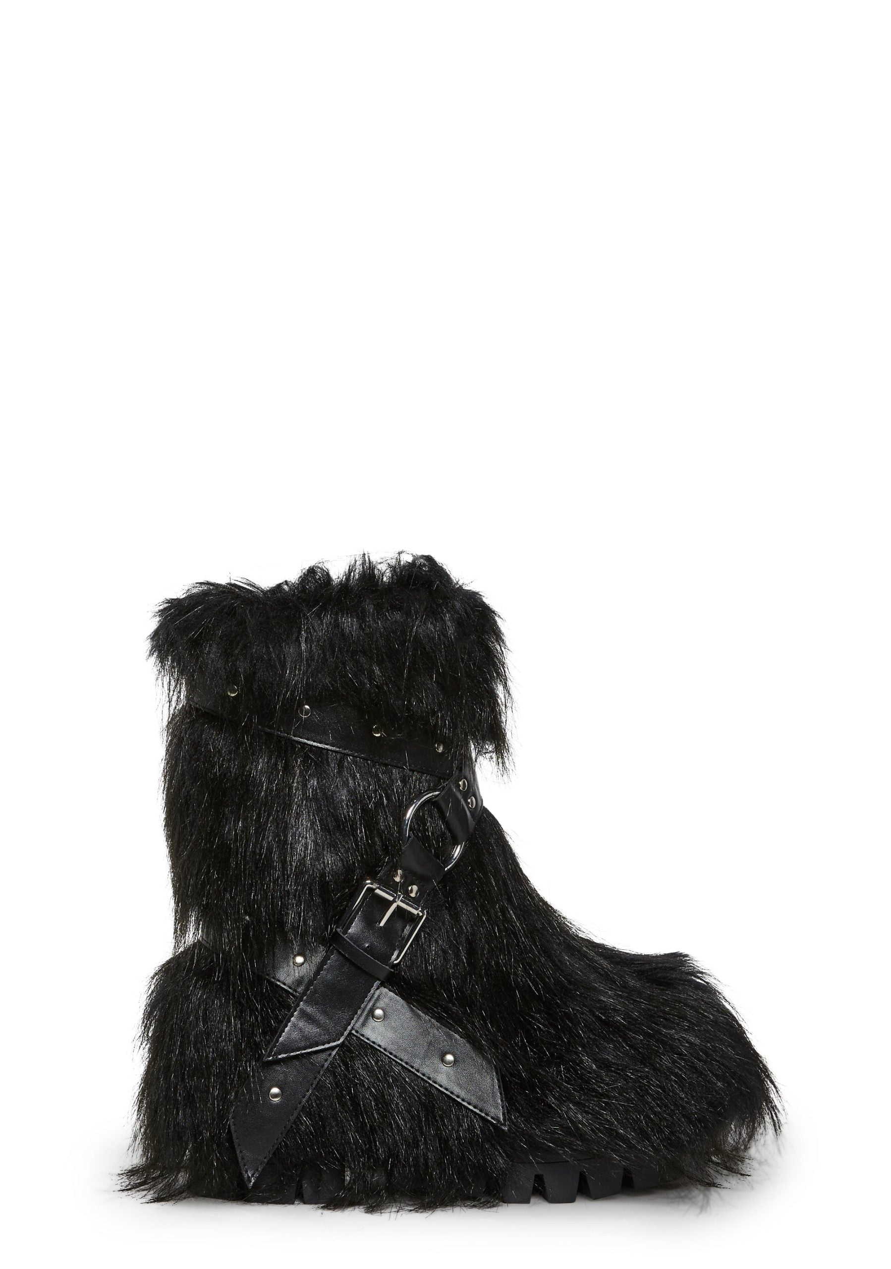 Low Wild Instincts Faux Fur Combat Boots – Black