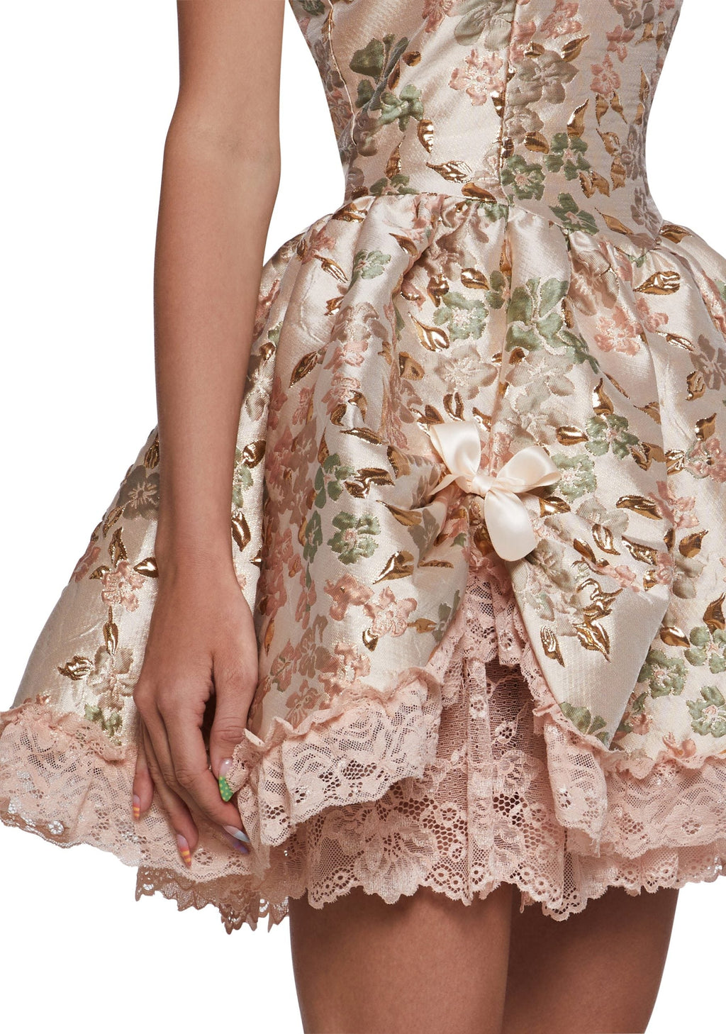 Tea And Circumstance Brocade Mini Dress – Pink