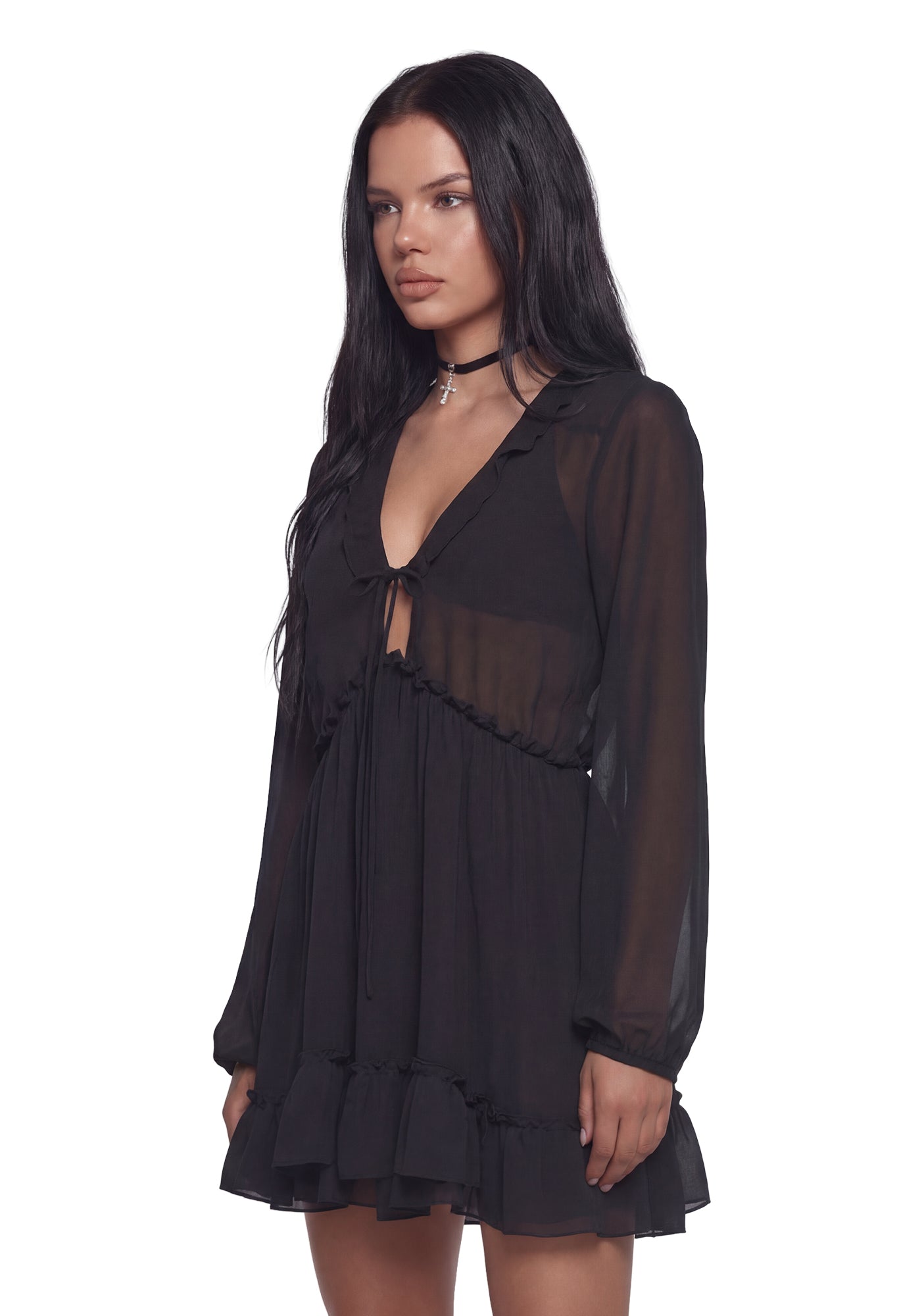 Sunset Chaser Babydoll Dress – Black
