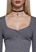 Hearts Linked Henley Dress – Gray