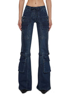 Level Up Cargo Fitted Jeans – Blue