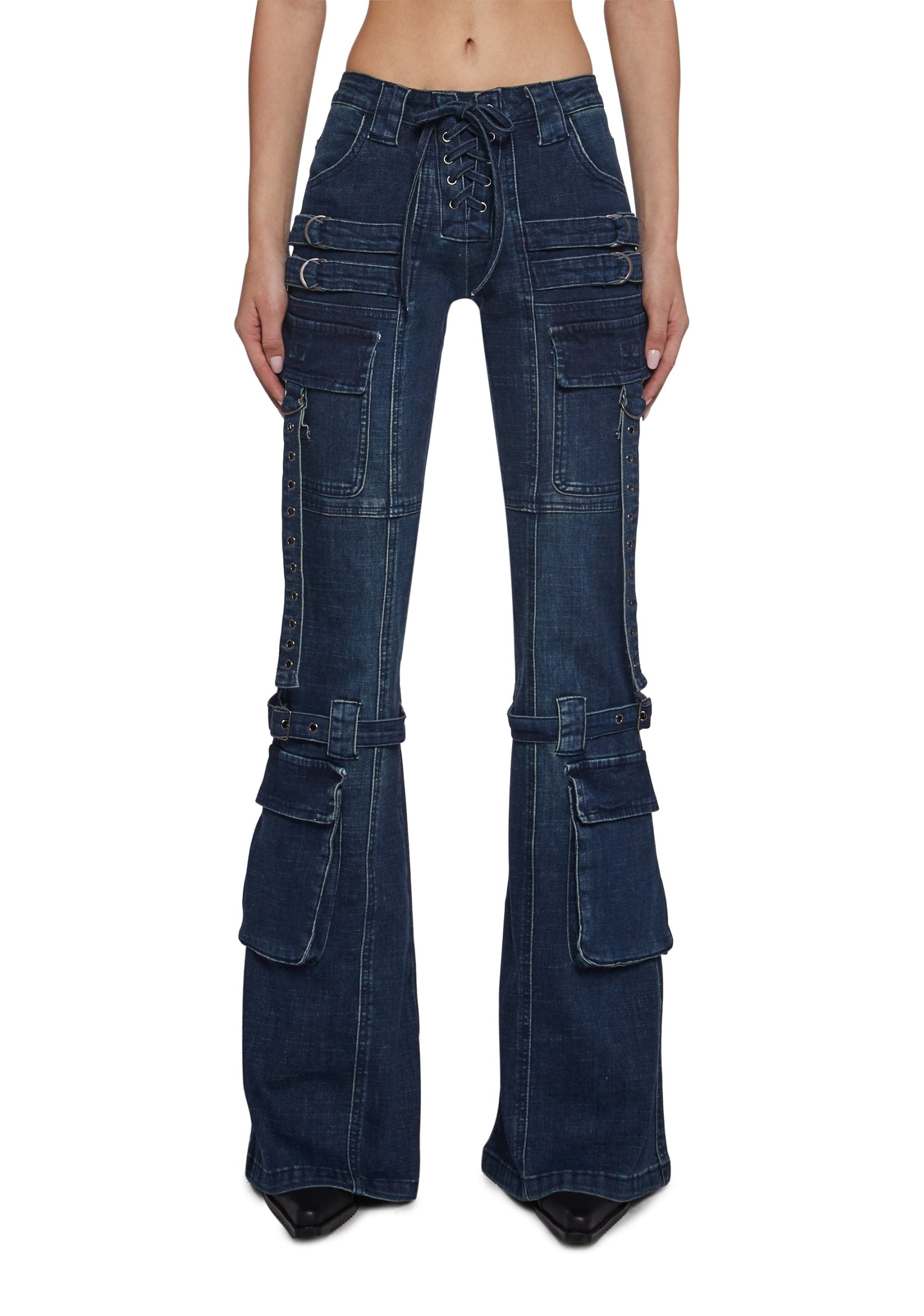 Level Up Cargo Fitted Jeans – Blue