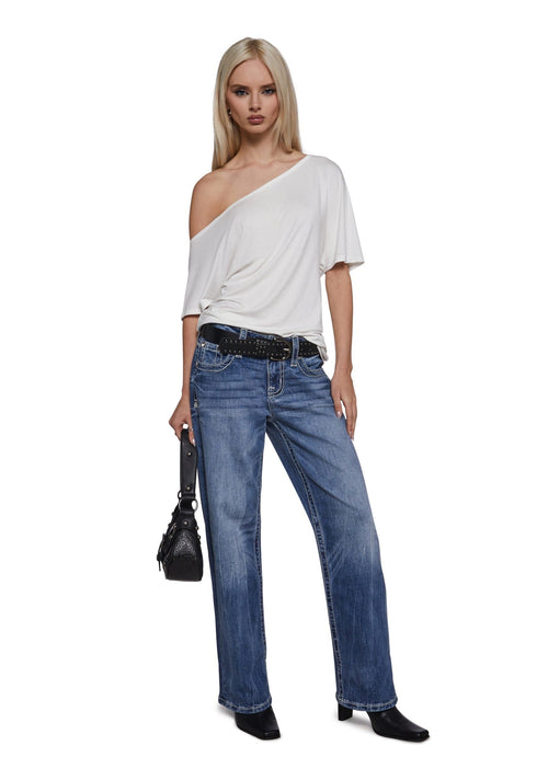 30″ Mid Rise Slim Wide Jeans