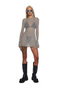 Techno Novelty Mesh Dress – Grey