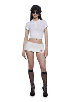 Born To Ride Pleated Ultra Mini Skirt – White