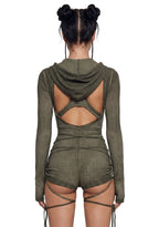 Crossfade Hooded Long Sleeve Romper – Green