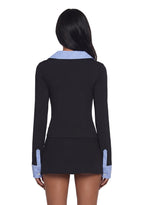 Eleanor Collared Long Sleeve Top – Striped