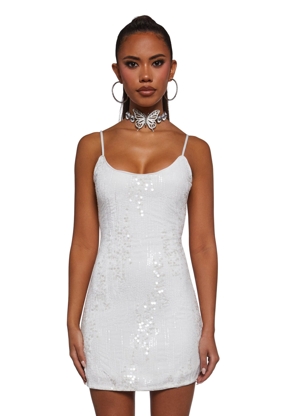 Over The Moon Sequin Dress – White