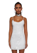 Over The Moon Sequin Dress – White