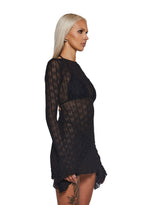Techno Novelty Mesh Dress – Black