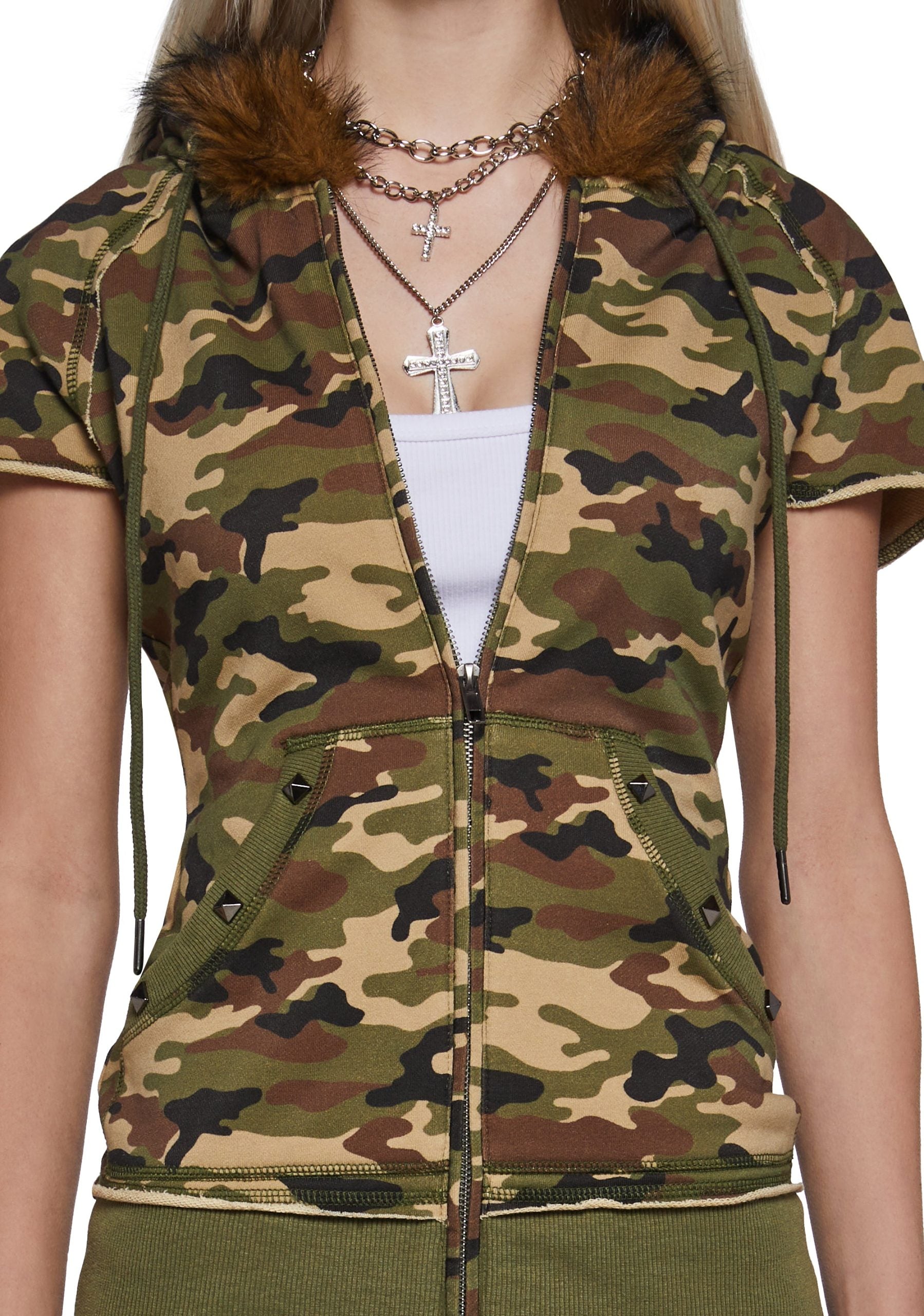Texting U Camo Hoodie Mini Dress