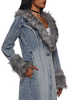 Off Beat Charm Denim Maxi Coat – Light Blue