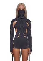 Outro Shredded Romper With Shrug