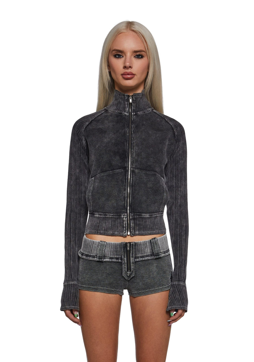 Ego Ribbed Knit Zip Up