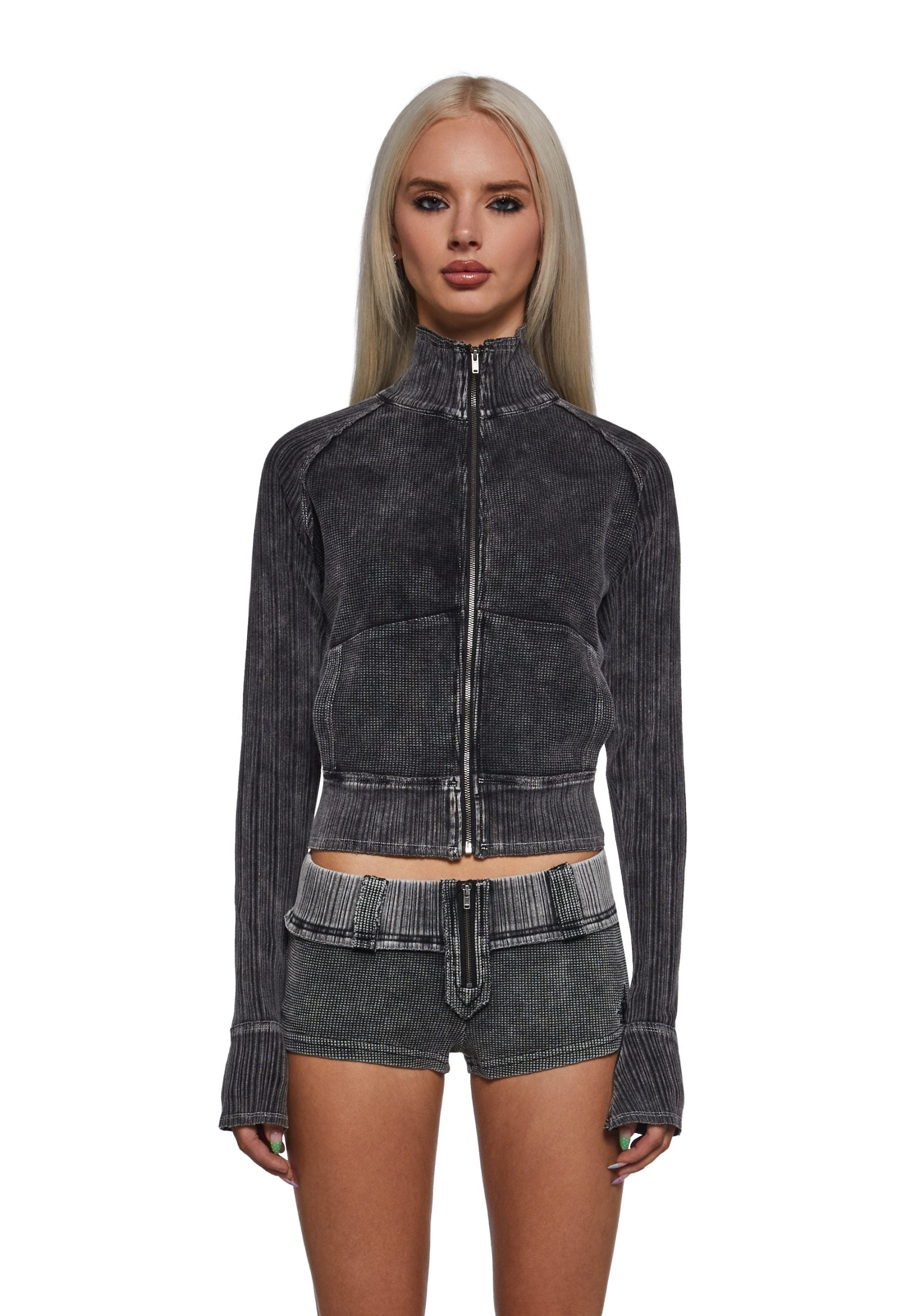 Ego Ribbed Knit Zip Up
