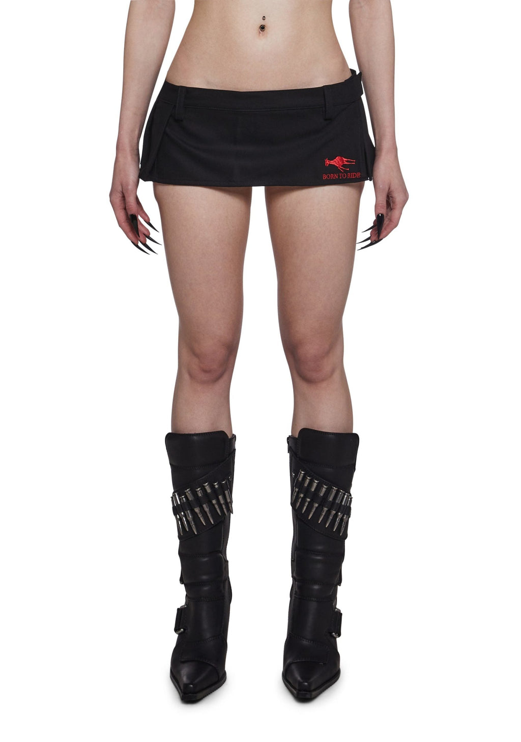 Born To Ride Pleated Ultra Mini Skirt – Black