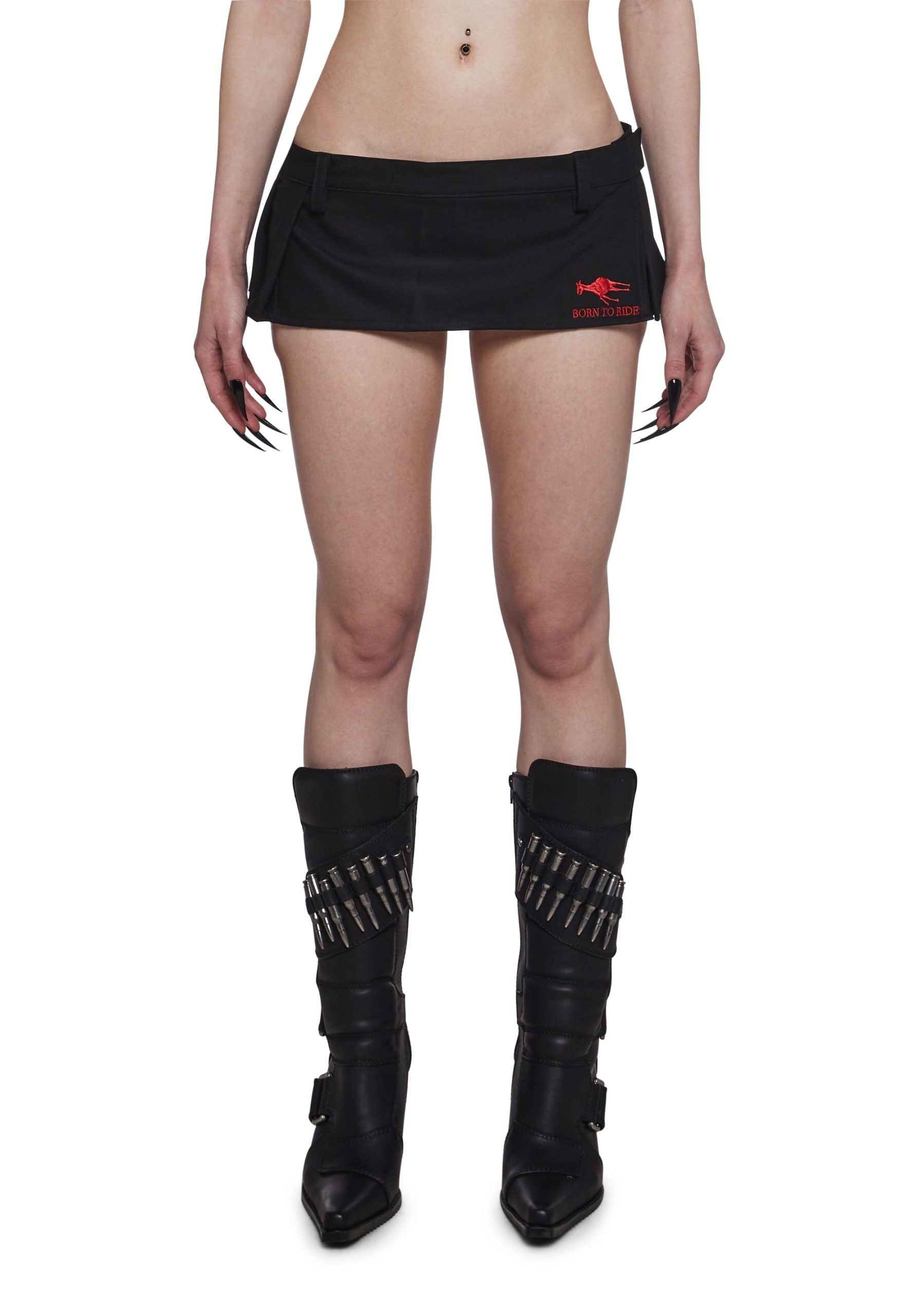 Born To Ride Pleated Ultra Mini Skirt – Black